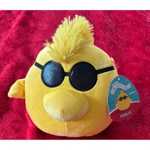 NWT Squishmallows Woodstock Peanuts Yellow Bird‎ Plush with Sunglasses